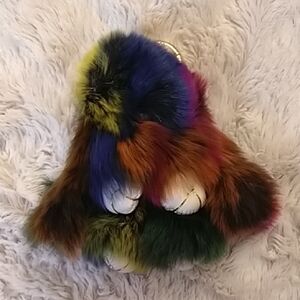 Multicolor Fur 🐰 Keychain With Golden Metal Fitting 🌼New🌼